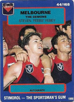 1990 AFL Scanlens Stimorol #44 Steven Febey Front